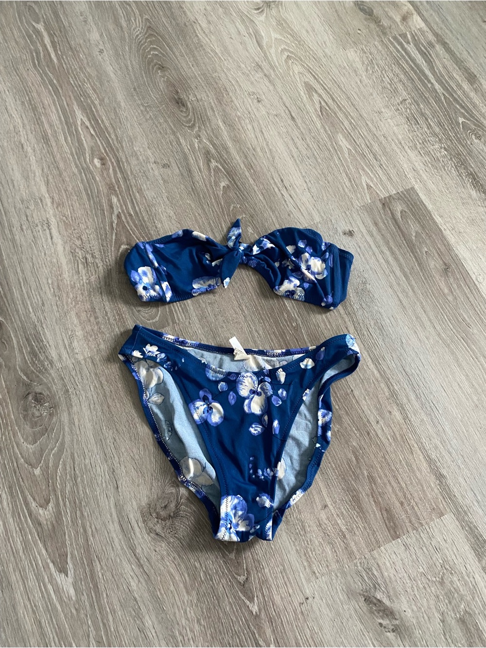 Vintage Navy Blue Floral Bikini Set
